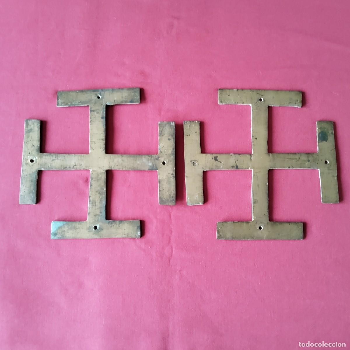 Antig&uuml;edades: DOS ANTIGUAS CRUCES DE JERUSAL&Eacute;N DE BRONCE - Foto 4
