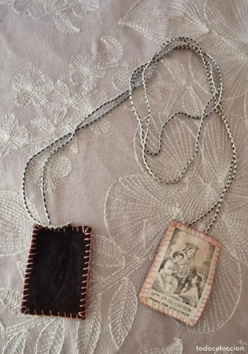 Antig&uuml;edades: Antiguo escapulario Virgen del Carmen. - Foto 1