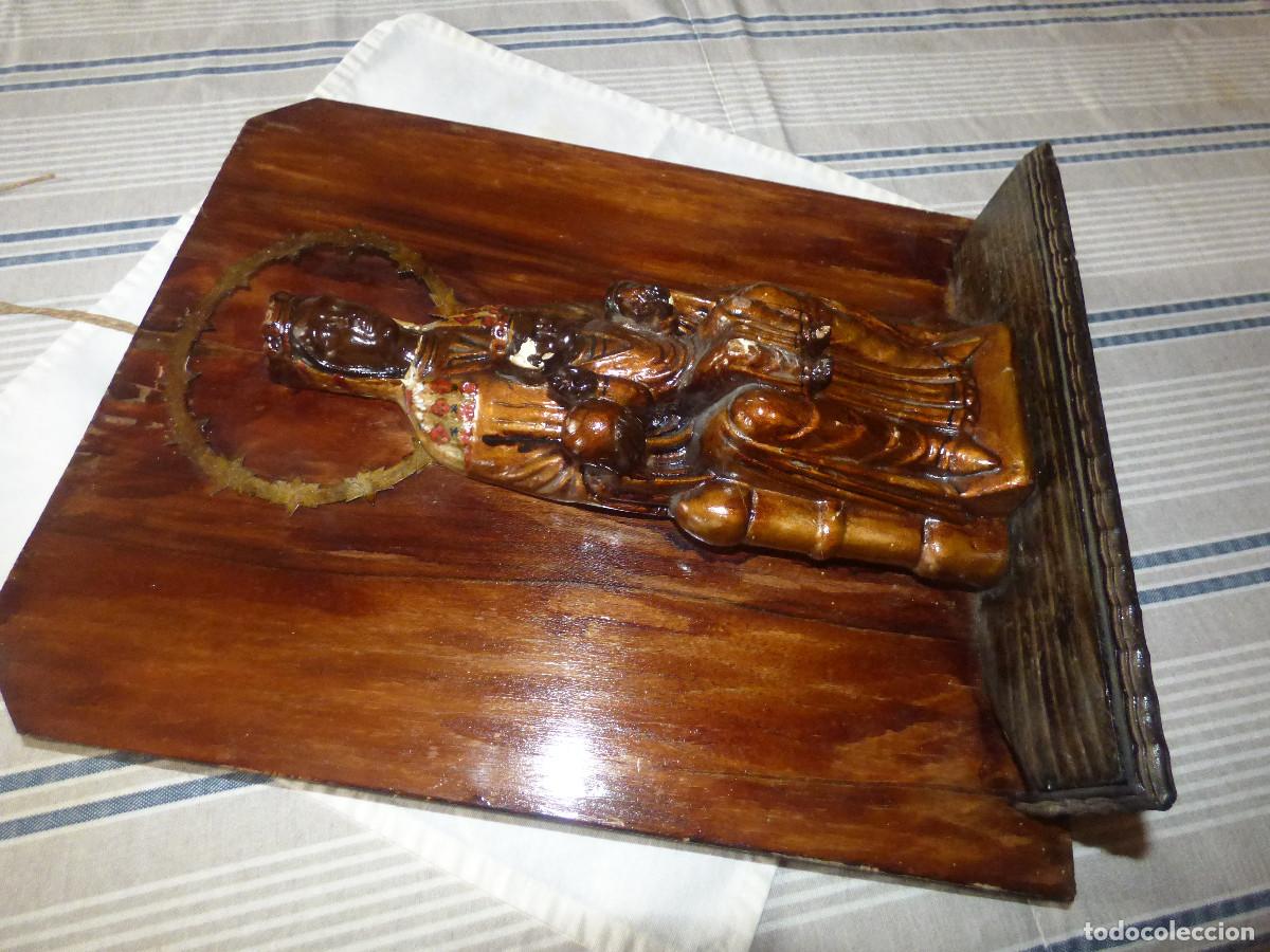 Antig&uuml;edades: Virgen de Montserrat,montada sobre madera. - Foto 8