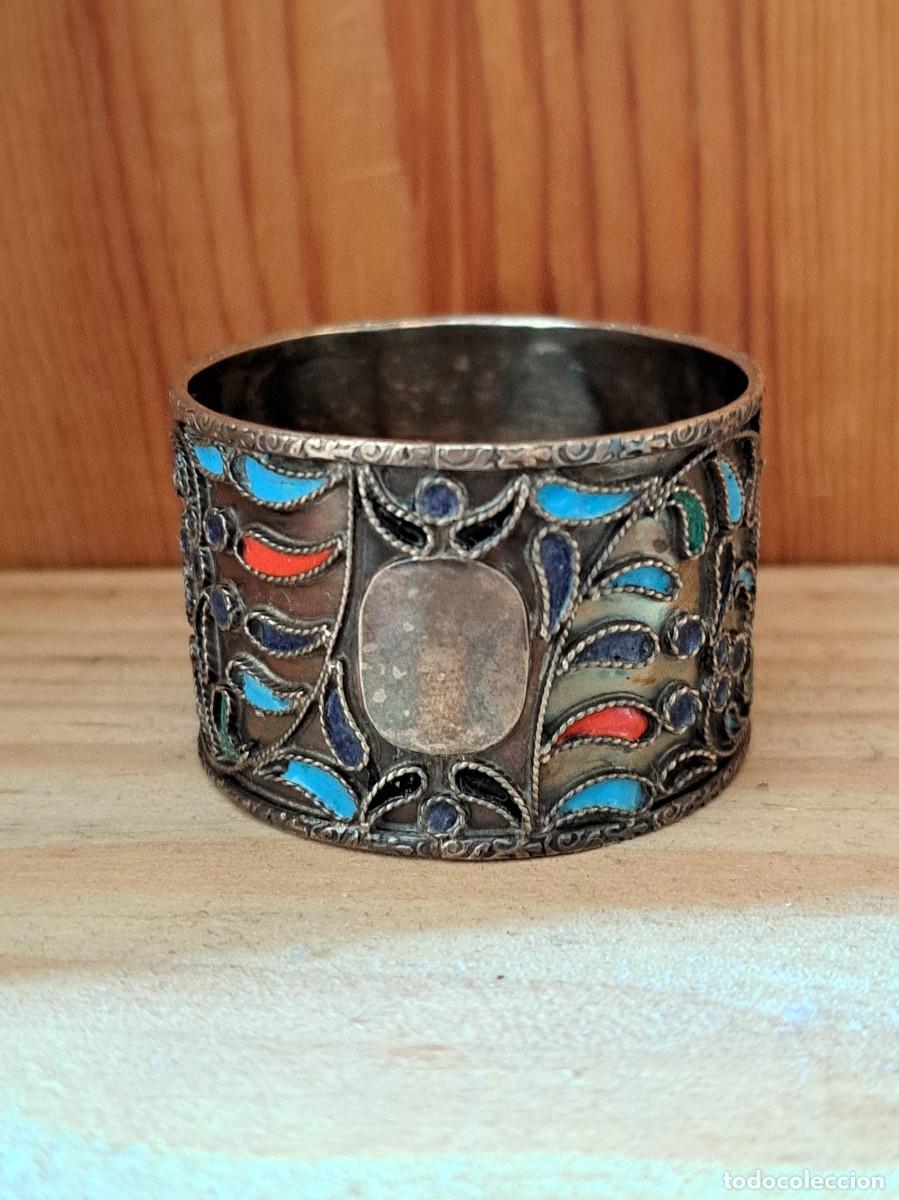 Antig&uuml;edades: Plata rusa. Servilletero esmaltado. - Foto 1
