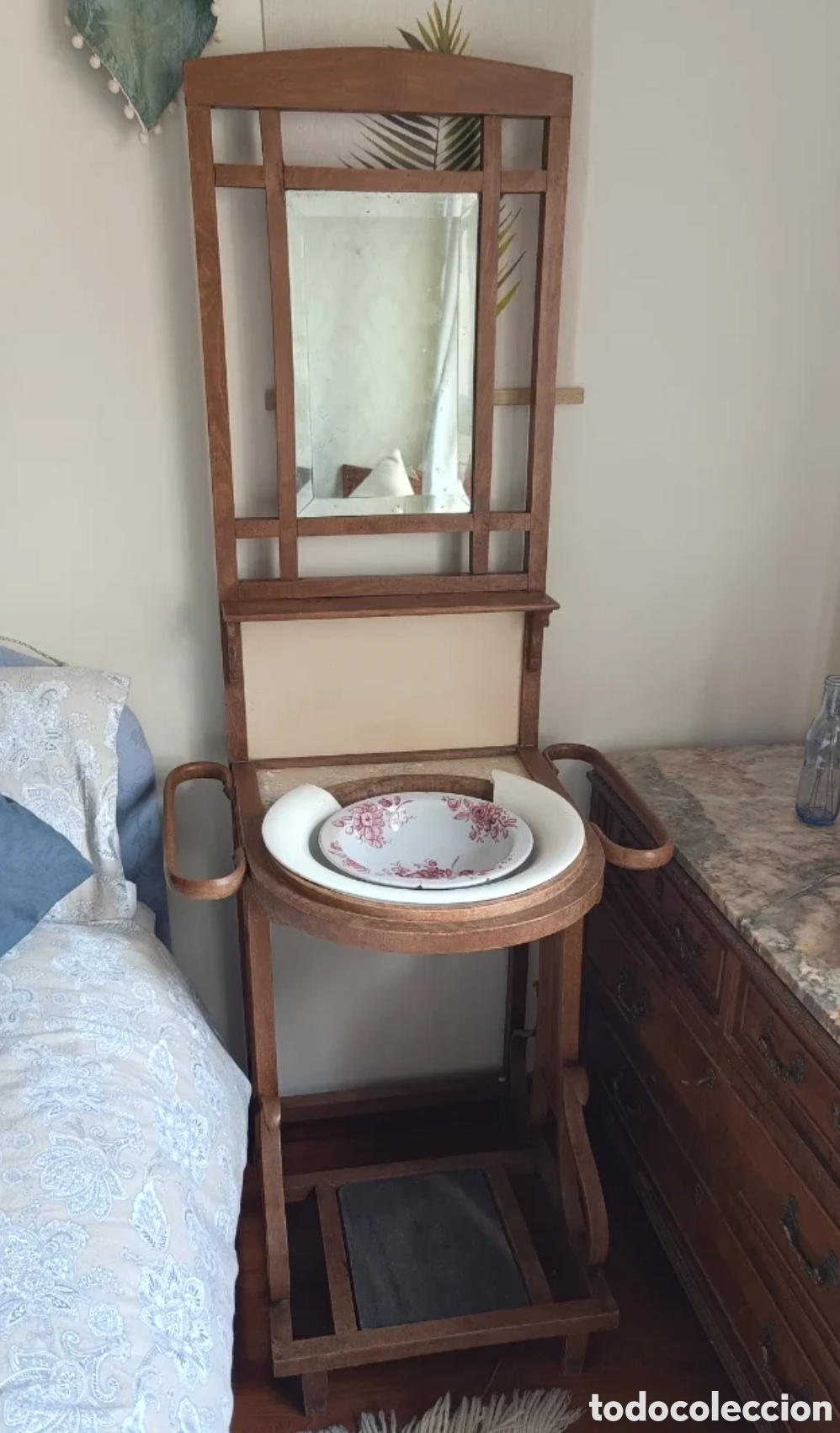 Antig&uuml;edades: Mueble lavabo antiguo de madera - Foto 5