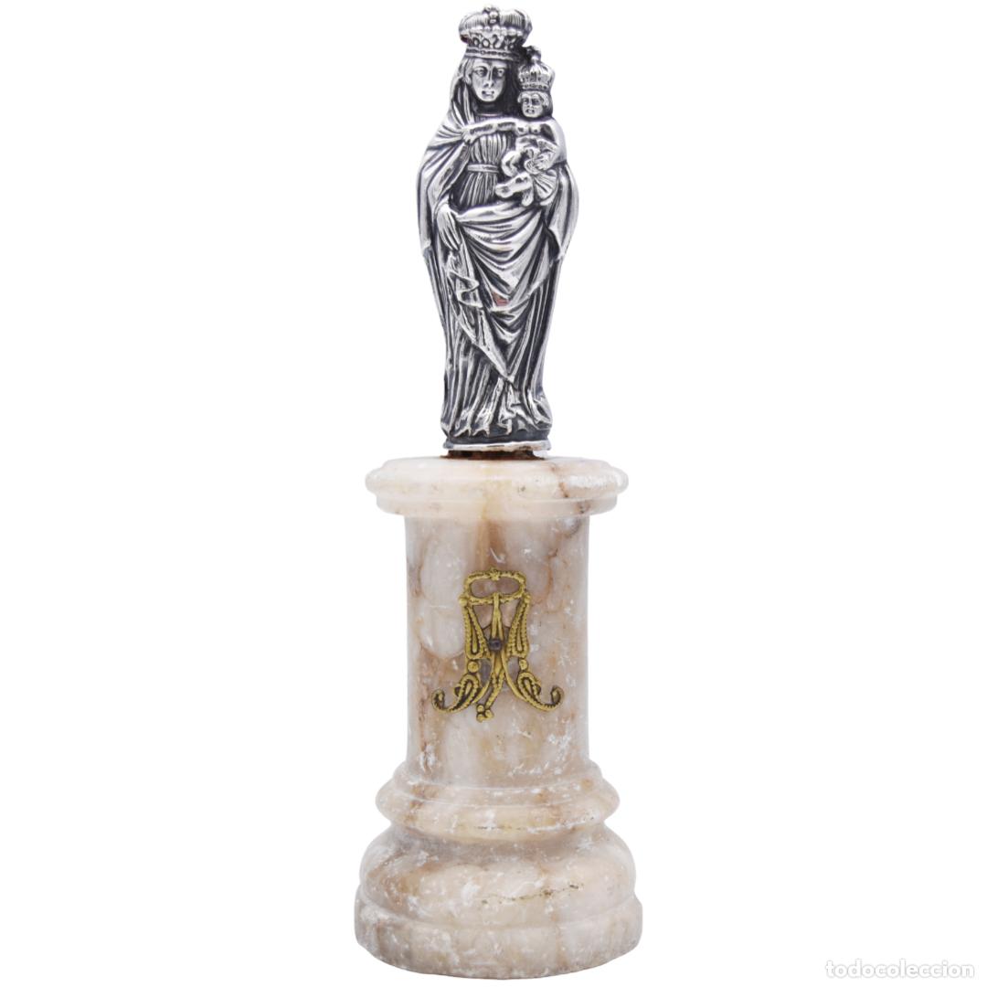Antig&uuml;edades: Virgen de plata sobre base de m&aacute;rmol - Foto 2