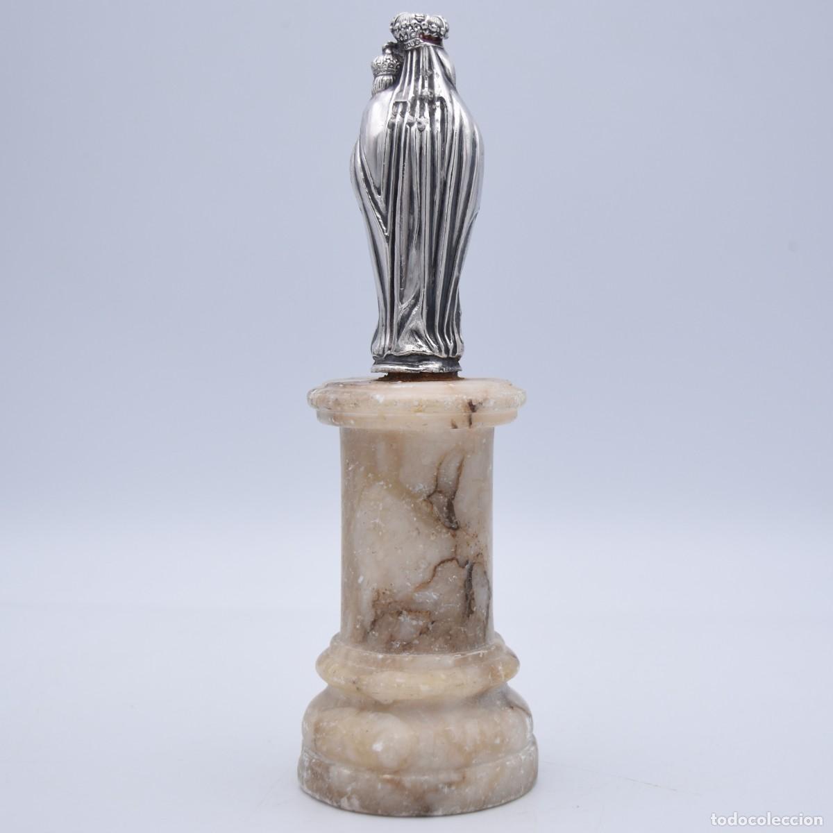 Antig&uuml;edades: Virgen de plata sobre base de m&aacute;rmol - Foto 5