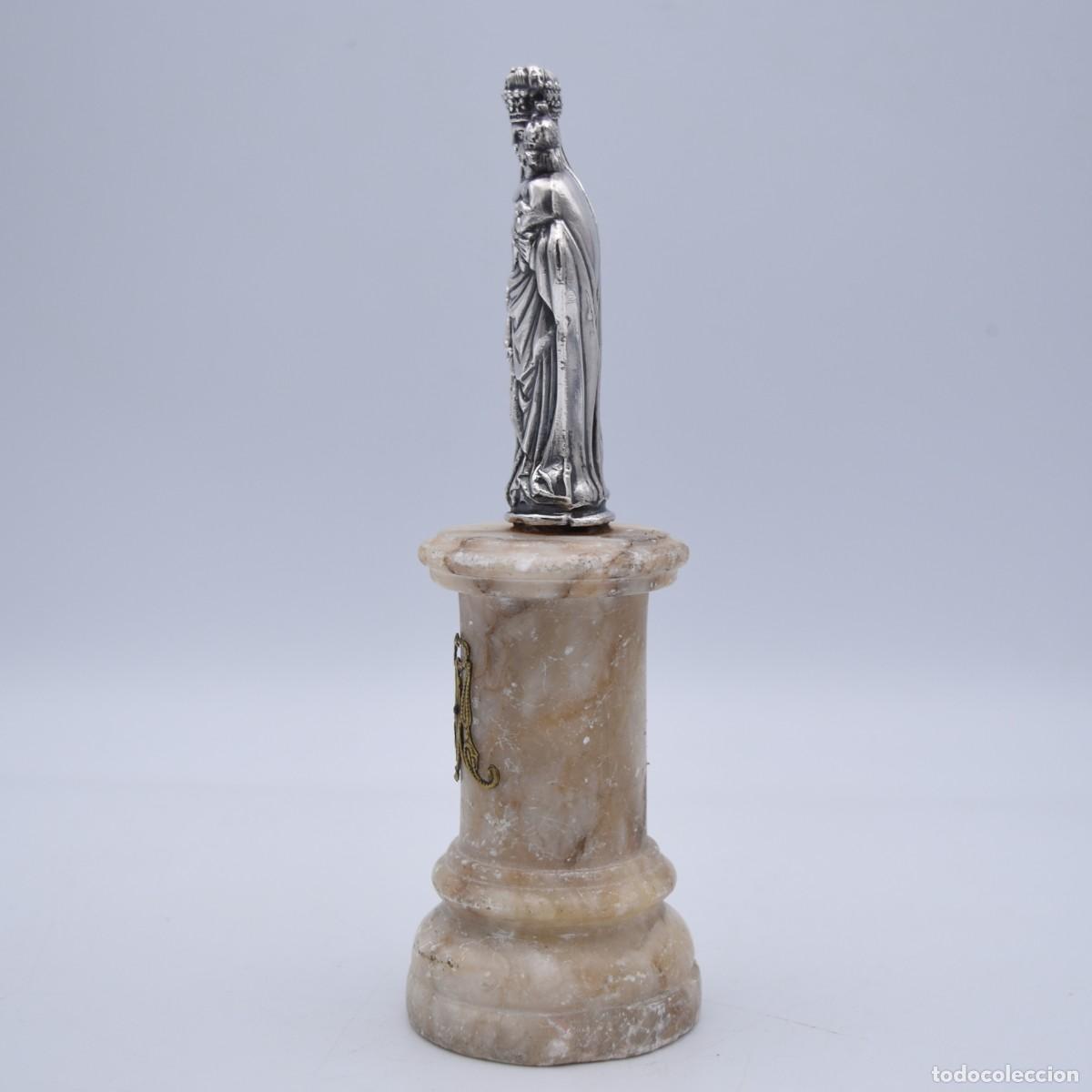 Antig&uuml;edades: Virgen de plata sobre base de m&aacute;rmol - Foto 7