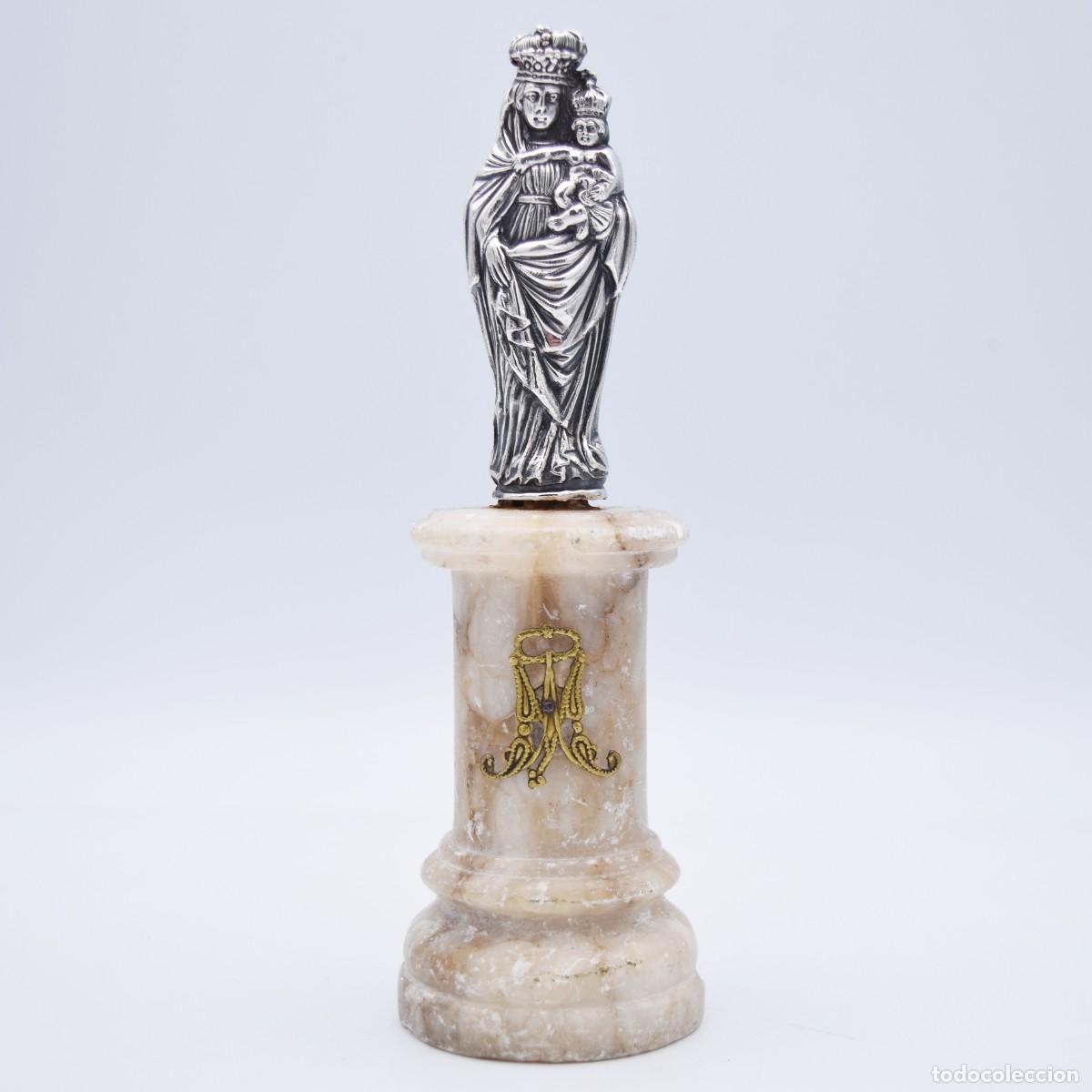 Antig&uuml;edades: Virgen de plata sobre base de m&aacute;rmol - Foto 9