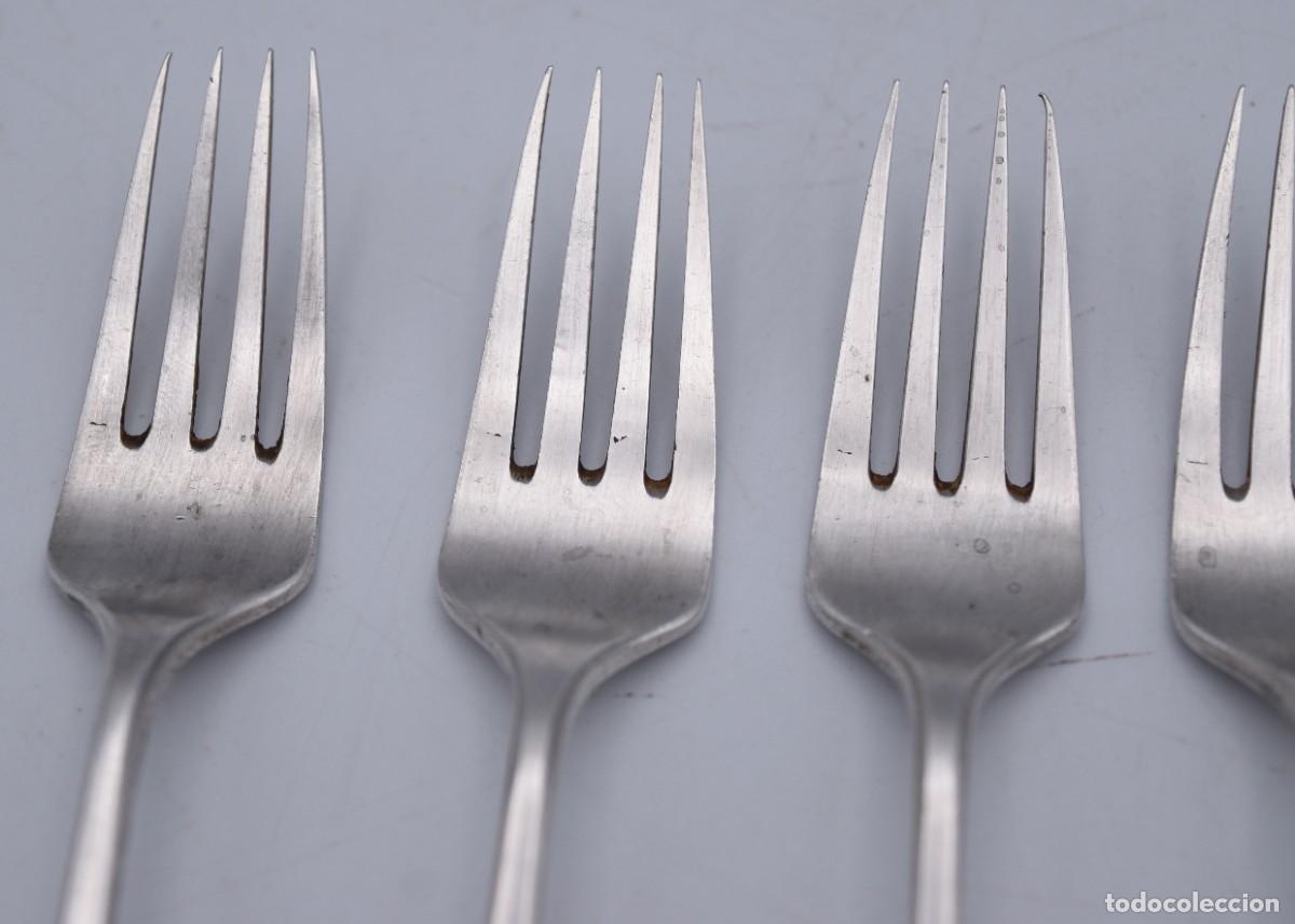 Antig&uuml;edades: Tenedores de postre - Plata antigua sellada 916 - Foto 4