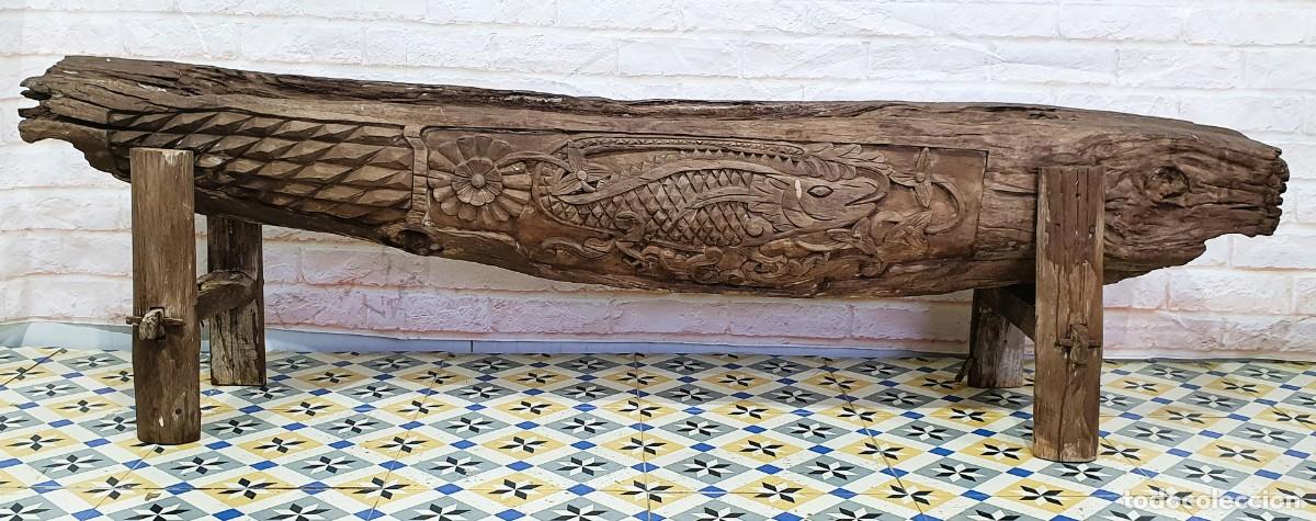 Antig&uuml;edades: Antigua jardinera tallada en madera - Foto 1