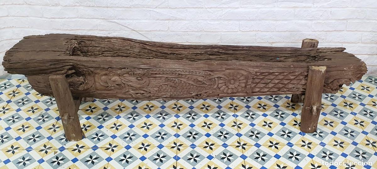 Antig&uuml;edades: Antigua jardinera tallada en madera - Foto 4