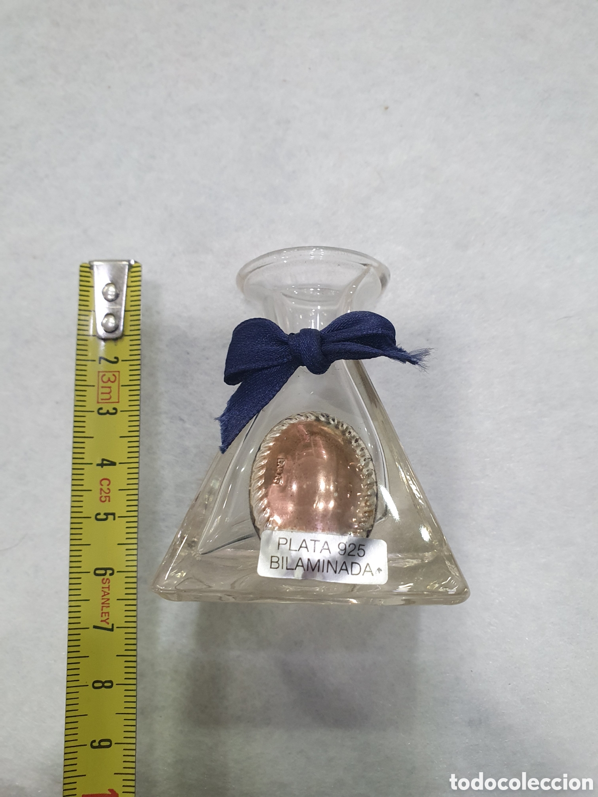 Antig&uuml;edades: Portavelas plata y cristal. (L117) - Foto 2