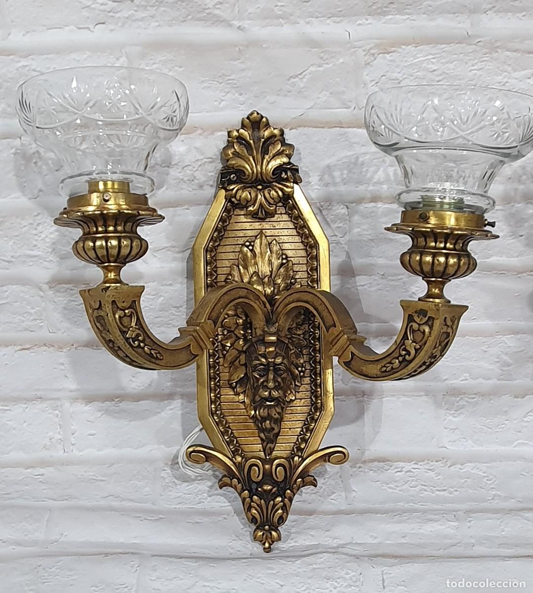 Antig&uuml;edades: Pareja de apliques de pared en bronce macizo - Foto 3