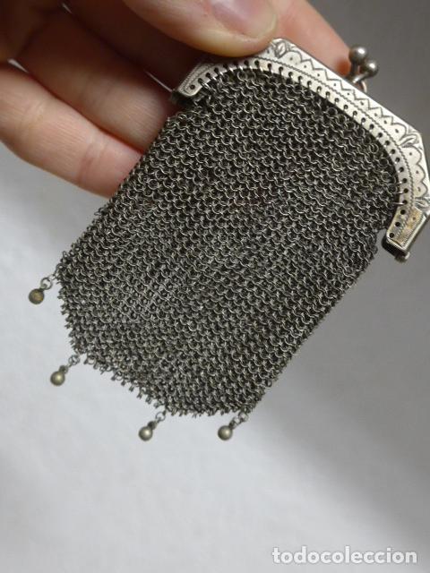 Antig&uuml;edades: Antiguo monedero de malla original, seguramente de plata. - Foto 6