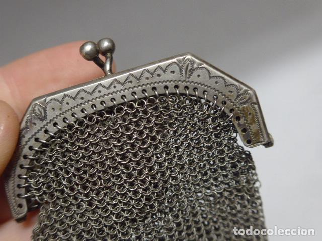 Antig&uuml;edades: Antiguo monedero de malla original, seguramente de plata. - Foto 7