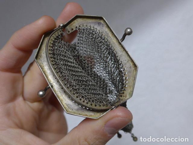 Antig&uuml;edades: Antiguo monedero de malla original, seguramente de plata. - Foto 9