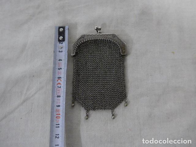 Antig&uuml;edades: Antiguo monedero de malla original, seguramente de plata. - Foto 10