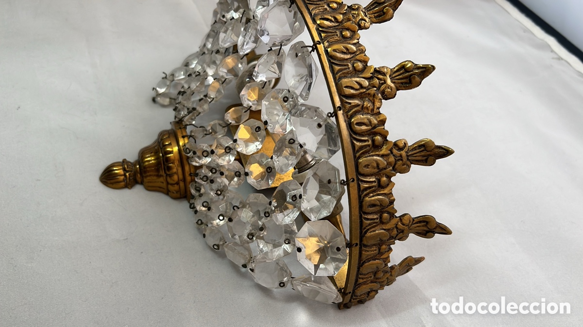 Antig&uuml;edades: PEQUE&Ntilde;O PLAF&Oacute;N EN BRONCE Y CRISTAL - Foto 2