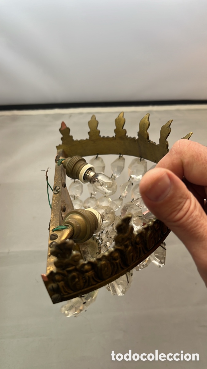 Antig&uuml;edades: PEQUE&Ntilde;O PLAF&Oacute;N EN BRONCE Y CRISTAL - Foto 3