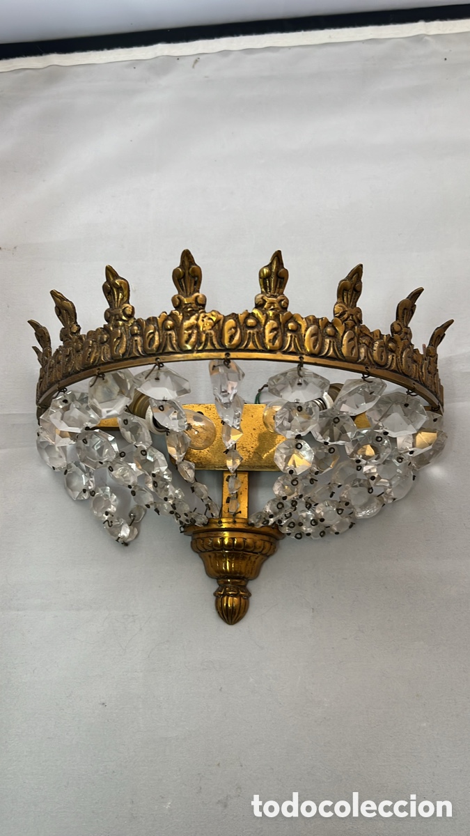 Antig&uuml;edades: PEQUE&Ntilde;O PLAF&Oacute;N EN BRONCE Y CRISTAL - Foto 1