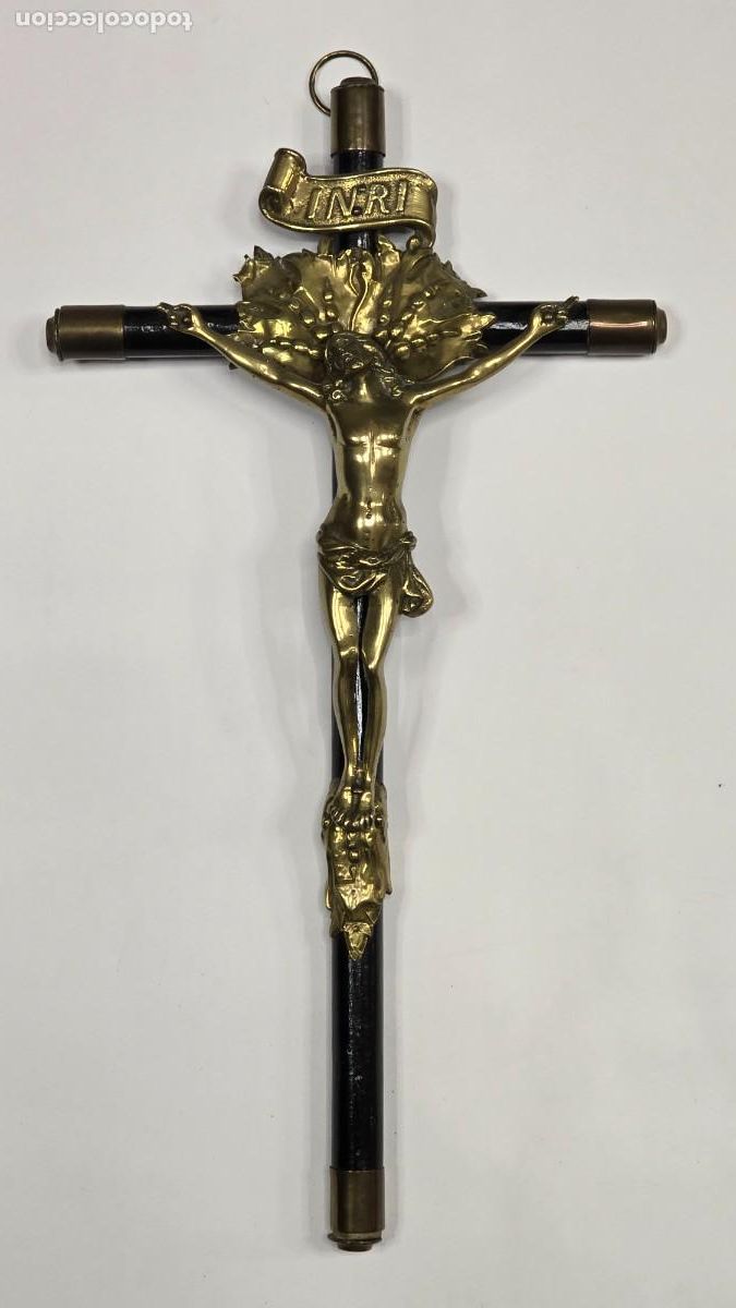 Antig&uuml;edades: Crucifijo de madera y bronce - Foto 6