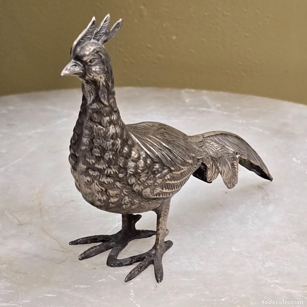 Antig&uuml;edades: Figura gallo de plata - Foto 2