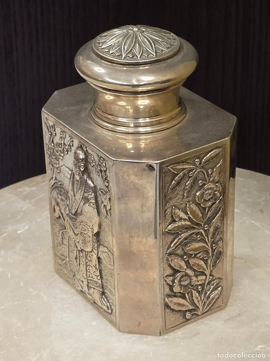 Antig&uuml;edades: Recipiente para t&eacute; de plata - Foto 3