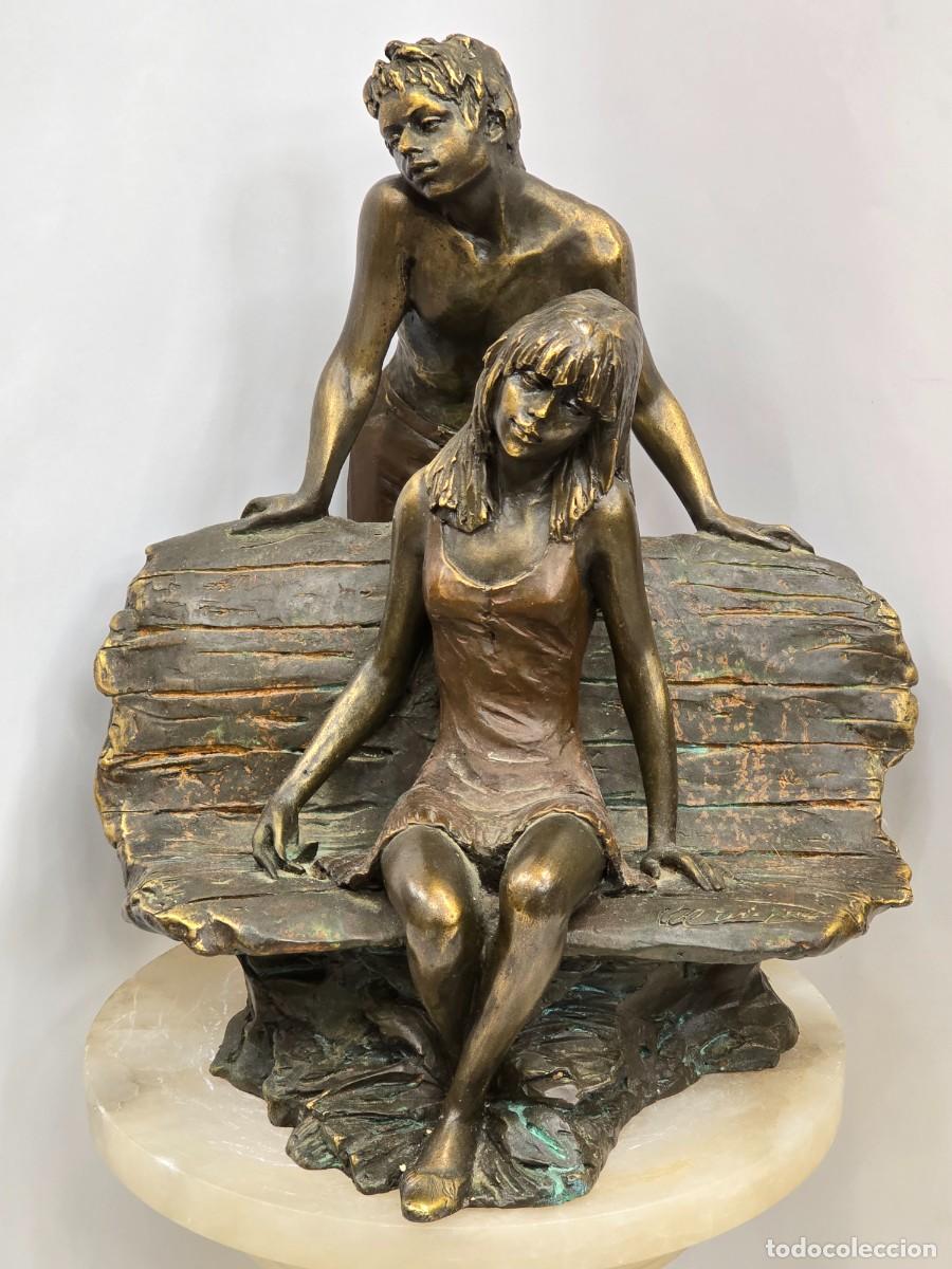 Antig&uuml;edades: Escultura de bronce pareja - Foto 2