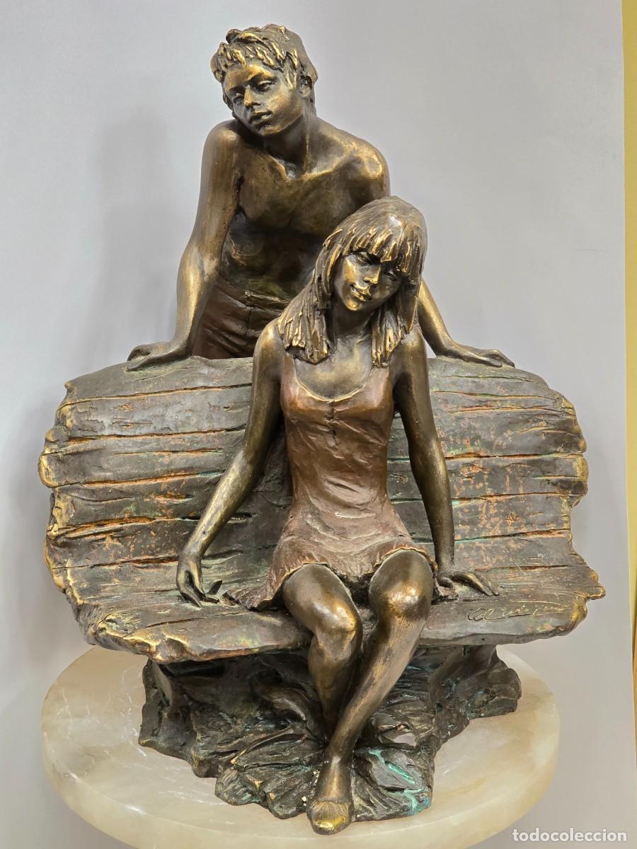 Antig&uuml;edades: Escultura de bronce pareja - Foto 3