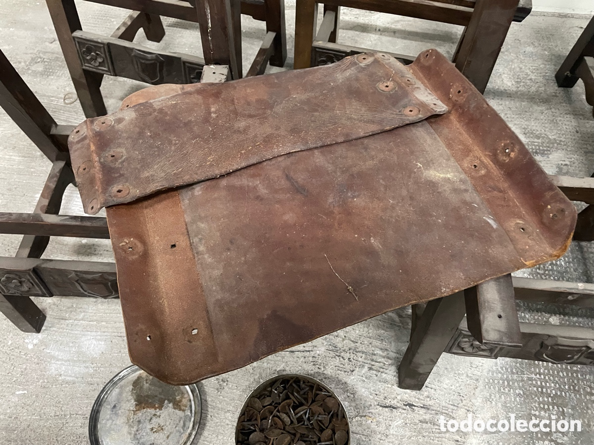 Antig&uuml;edades: Conjunto de 6 sillas de nogal macizo - Foto 3