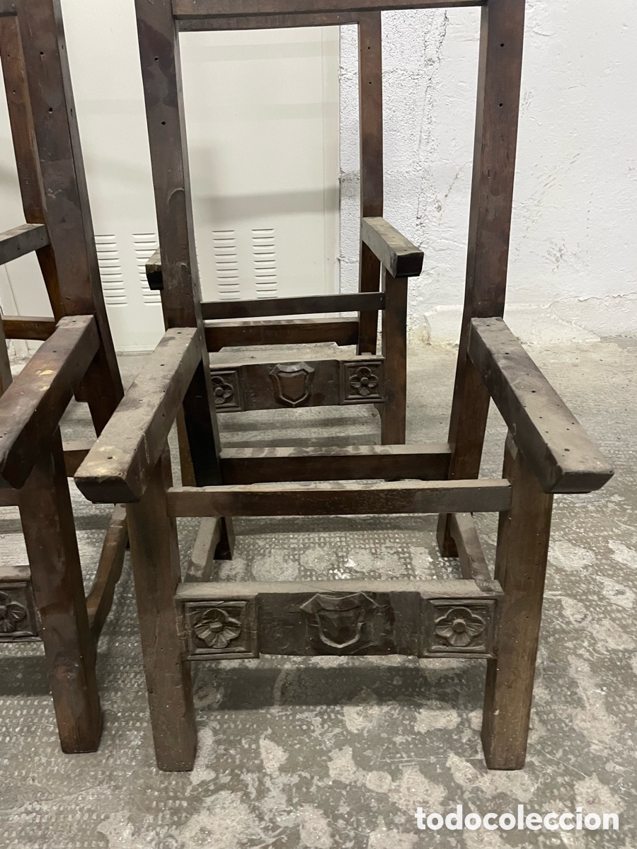 Antig&uuml;edades: Conjunto de 6 sillas de nogal macizo - Foto 4