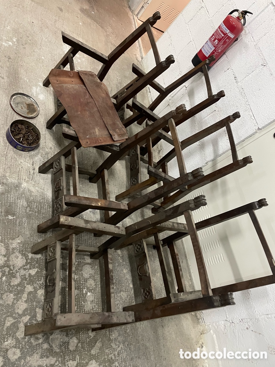 Antig&uuml;edades: Conjunto de 6 sillas de nogal macizo - Foto 5