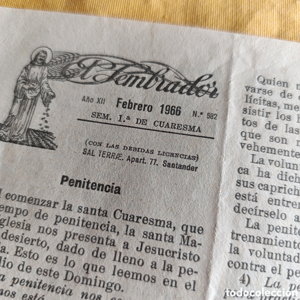 Antiguidades: EL SEMBRADOR,1966,PUBLICACION RELIGIOSA,1 SEMANA CUARESMA