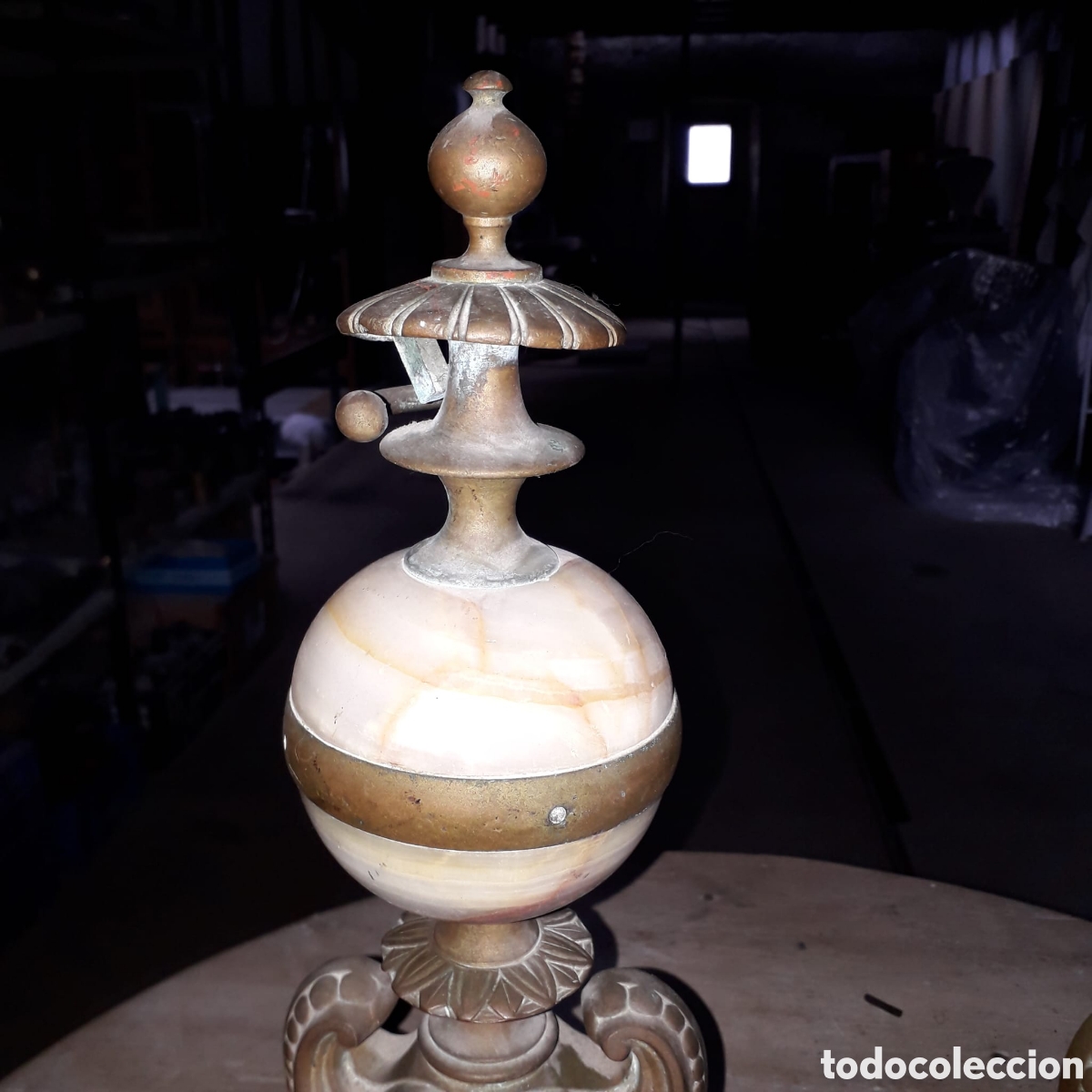 Antig&uuml;edades: Morrillos de chimenea de lat&oacute;n y alabastro - Foto 7