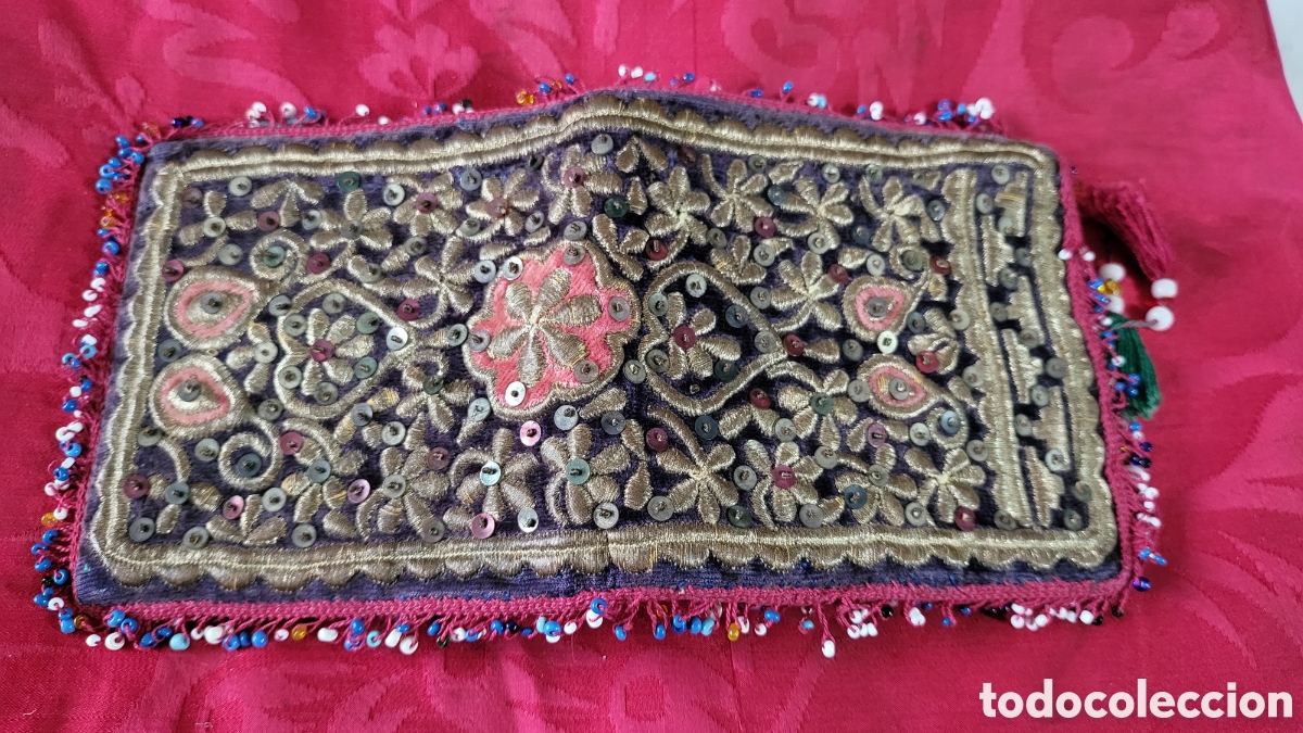 Antig&uuml;edades: BILLETERA CARTERA BORDADA HILO DE ORO - Foto 6