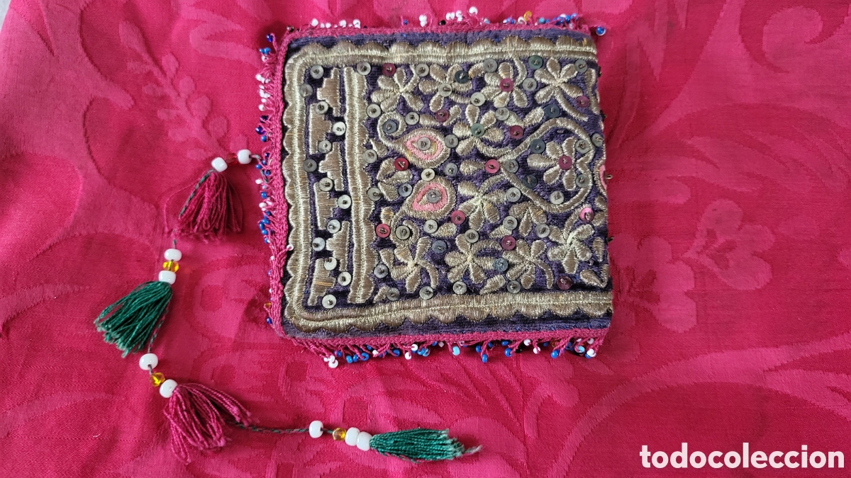 Antig&uuml;edades: BILLETERA CARTERA BORDADA HILO DE ORO - Foto 3