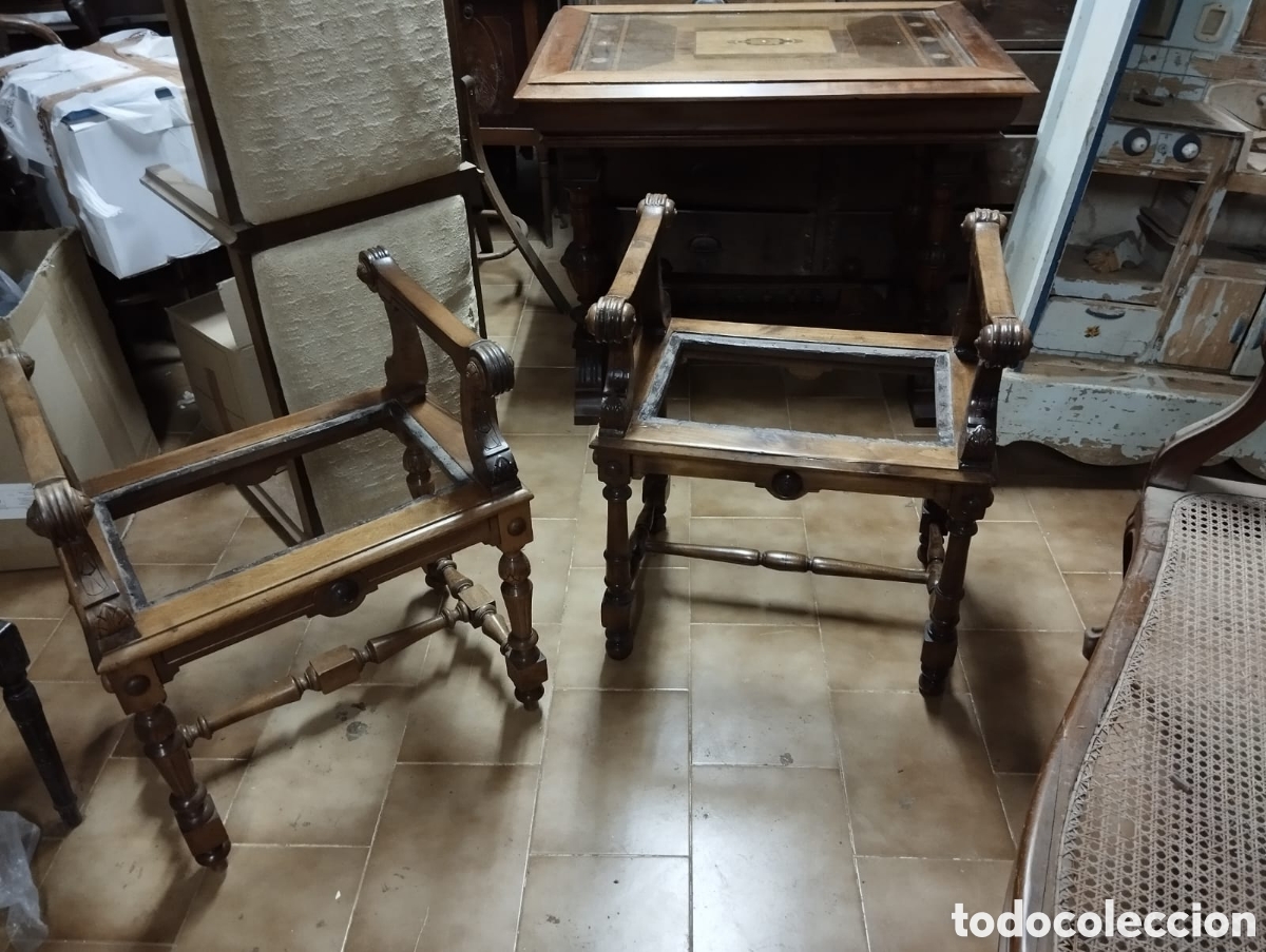 Antig&uuml;edades: Pareja de banquetas. - Foto 2