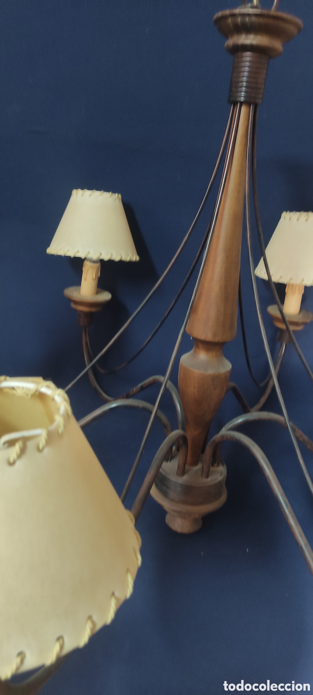 Antig&uuml;edades: Lampara de techo madera / metal - Foto 4