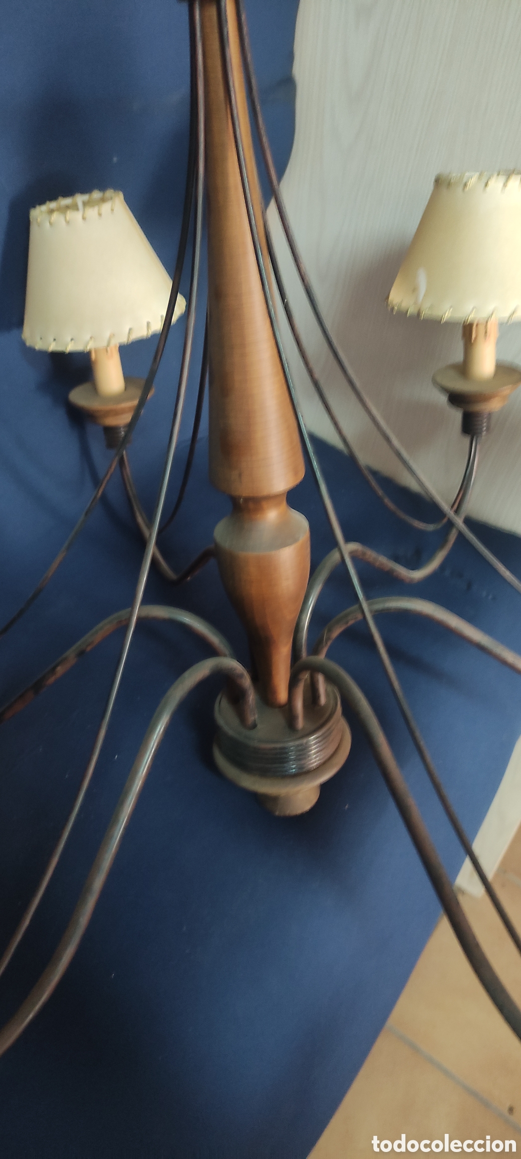 Antig&uuml;edades: Lampara de techo madera / metal - Foto 6
