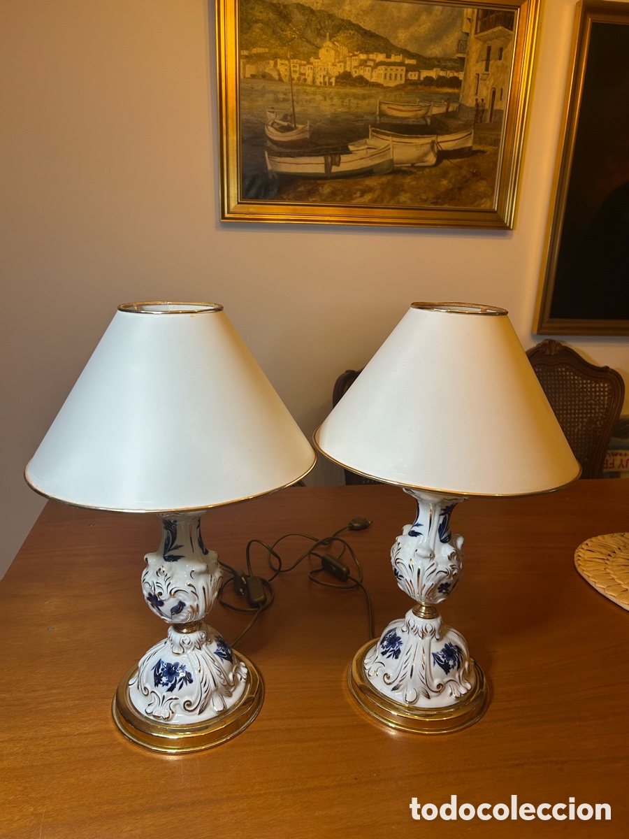 Antig&uuml;edades: L&Aacute;MPARAS PORCELANA 38,5cm. - Foto 8