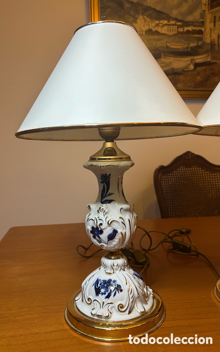 Antig&uuml;edades: L&Aacute;MPARAS PORCELANA 38,5cm. - Foto 9