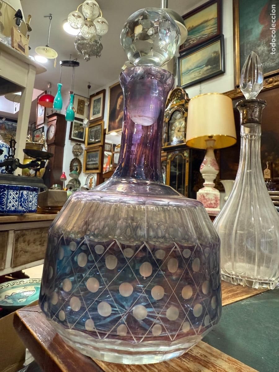 Antig&uuml;edades: FANTASTICA BOTELLA DE CRISTAL - MEDIDA TOTAL 31 CM - Foto 6
