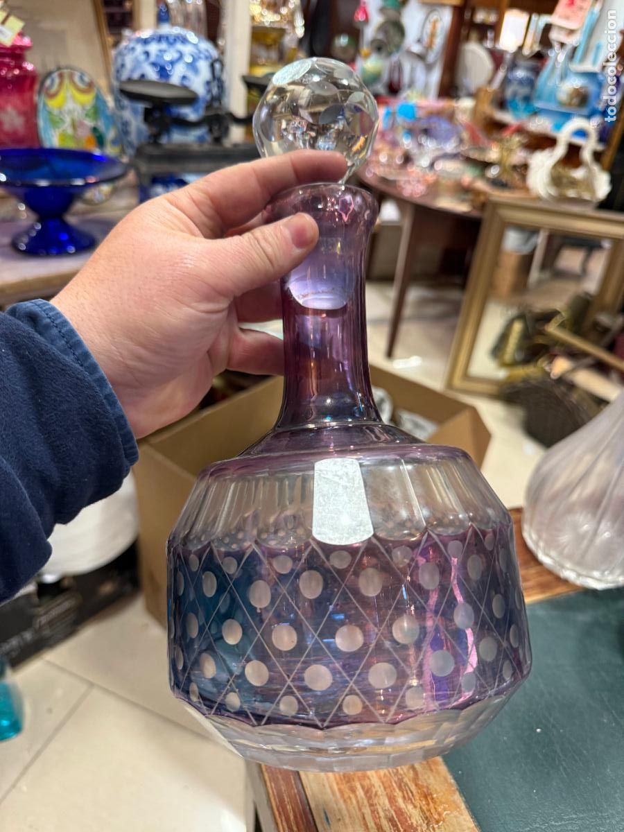 Antig&uuml;edades: FANTASTICA BOTELLA DE CRISTAL - MEDIDA TOTAL 31 CM - Foto 8