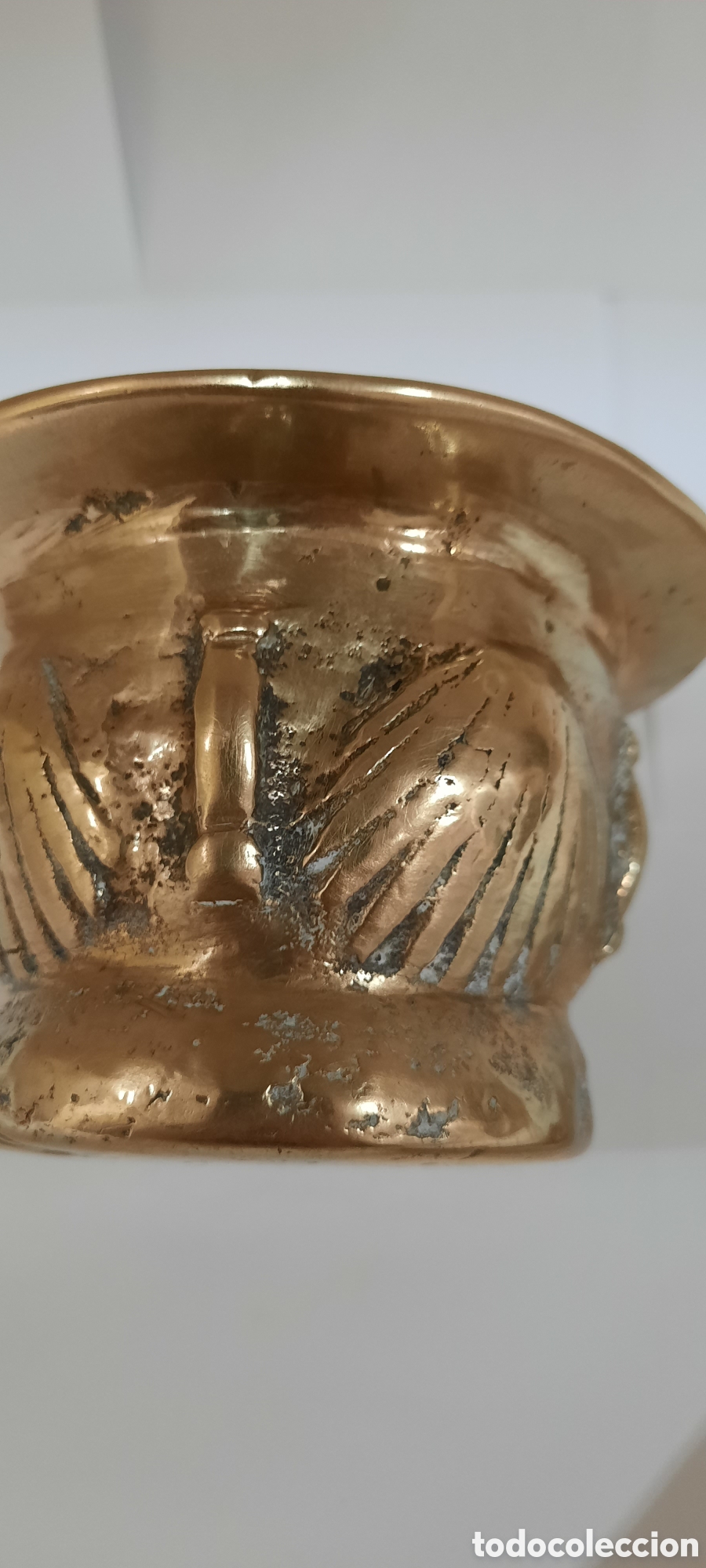 Antig&uuml;edades: Almirez o mortero bronce s.XVIII Conchas y columnas - Foto 10