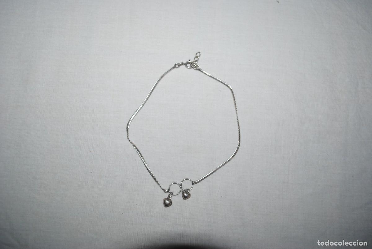 Antig&uuml;edades: TOBILLERA DE PLATA , CON DOS CORAZONES . - Foto 1