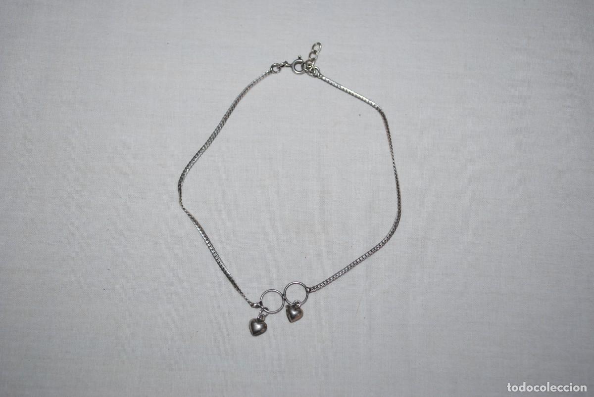 Antig&uuml;edades: TOBILLERA DE PLATA , CON DOS CORAZONES . - Foto 2