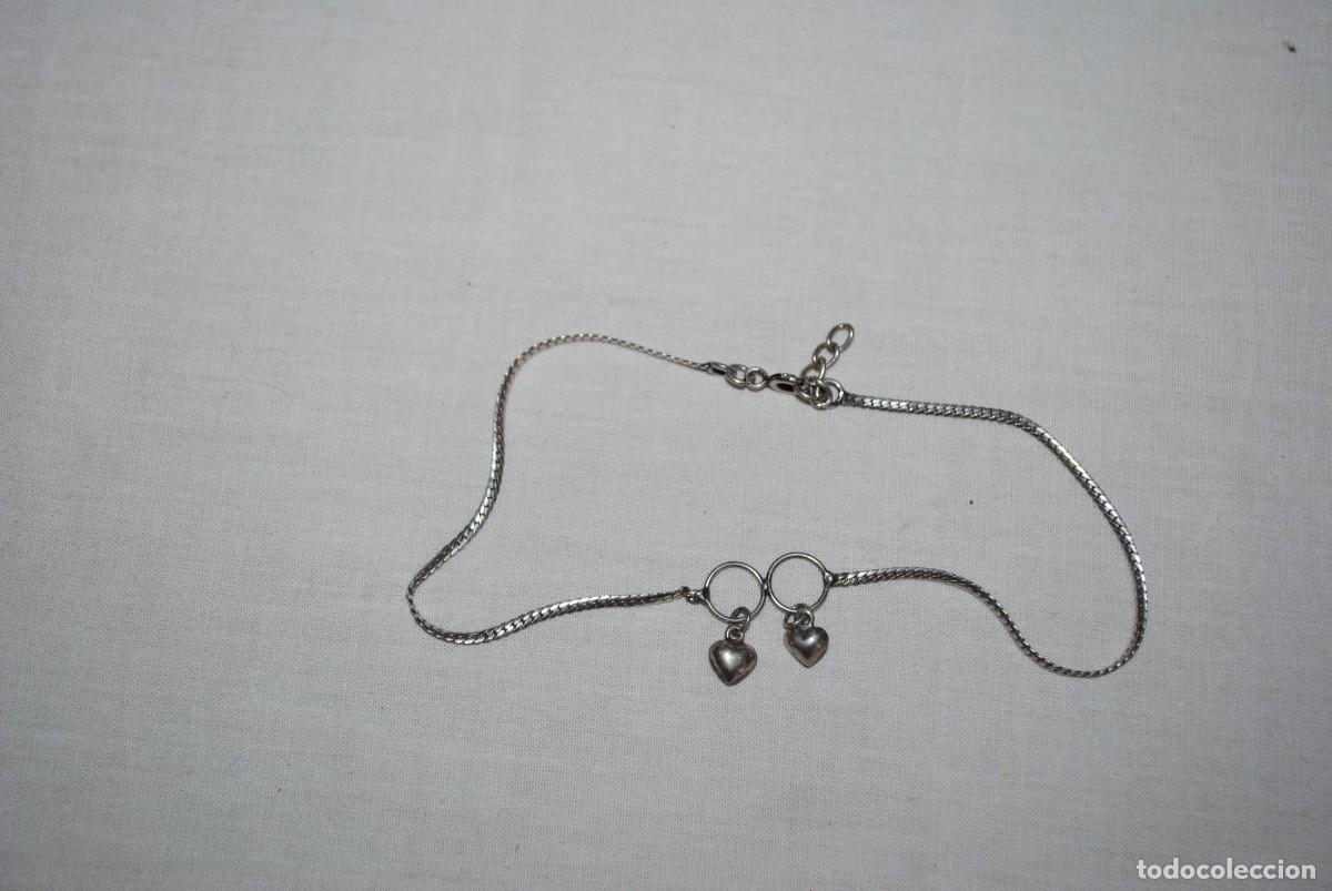 Antig&uuml;edades: TOBILLERA DE PLATA , CON DOS CORAZONES . - Foto 3