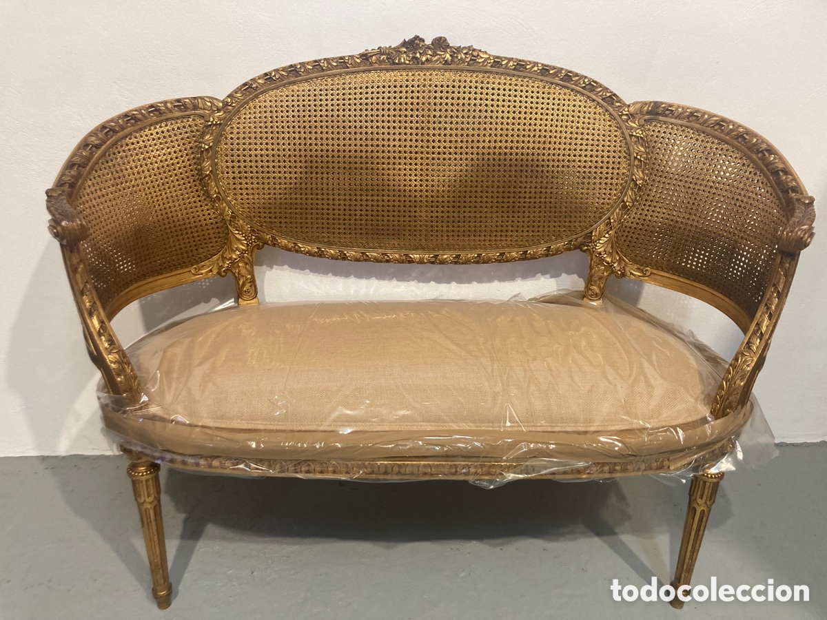 Antig&uuml;edades: Antiguo sof&aacute; dorado tapizado - Foto 2