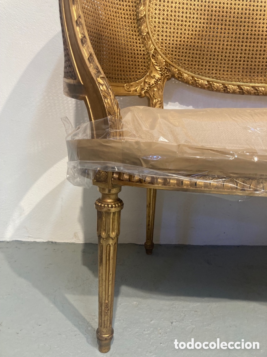 Antig&uuml;edades: Antiguo sof&aacute; dorado tapizado - Foto 12