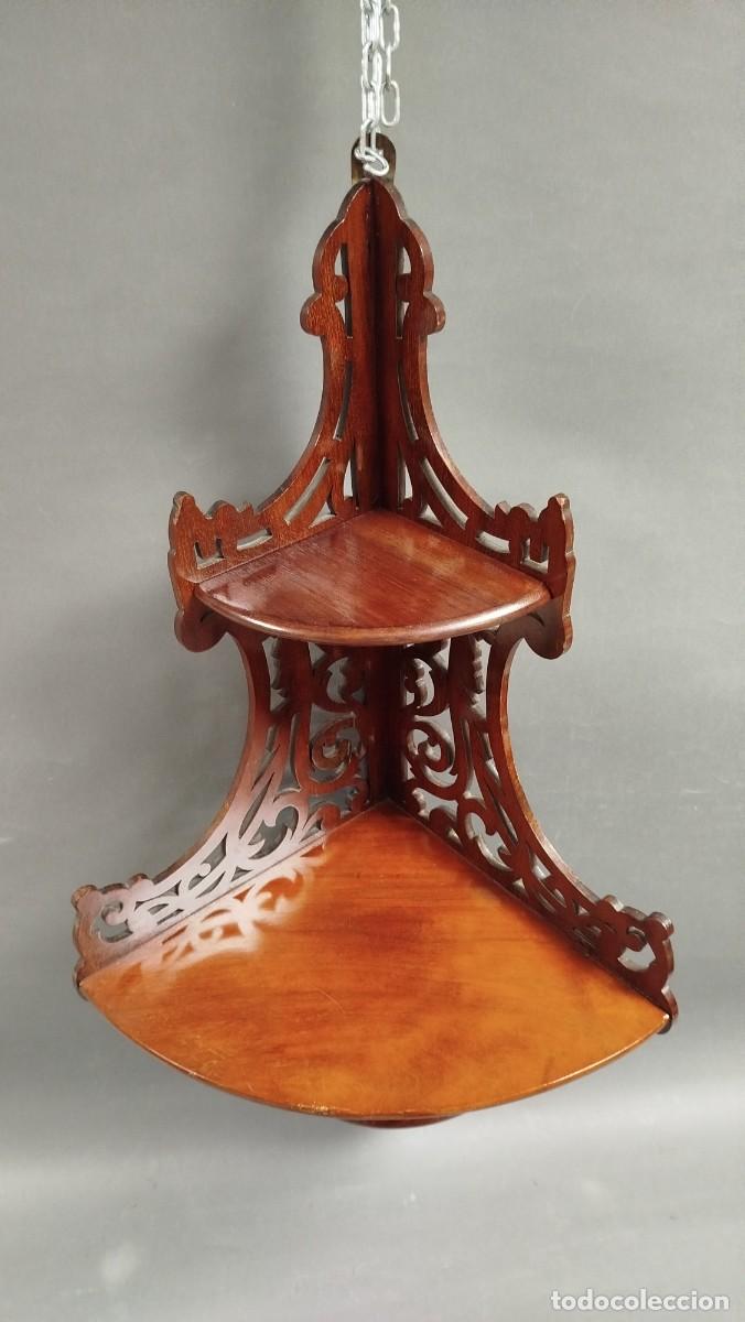Antig&uuml;edades: ESTANTERIA ESQUINERA DE MADERA DE CAOBA - Foto 6
