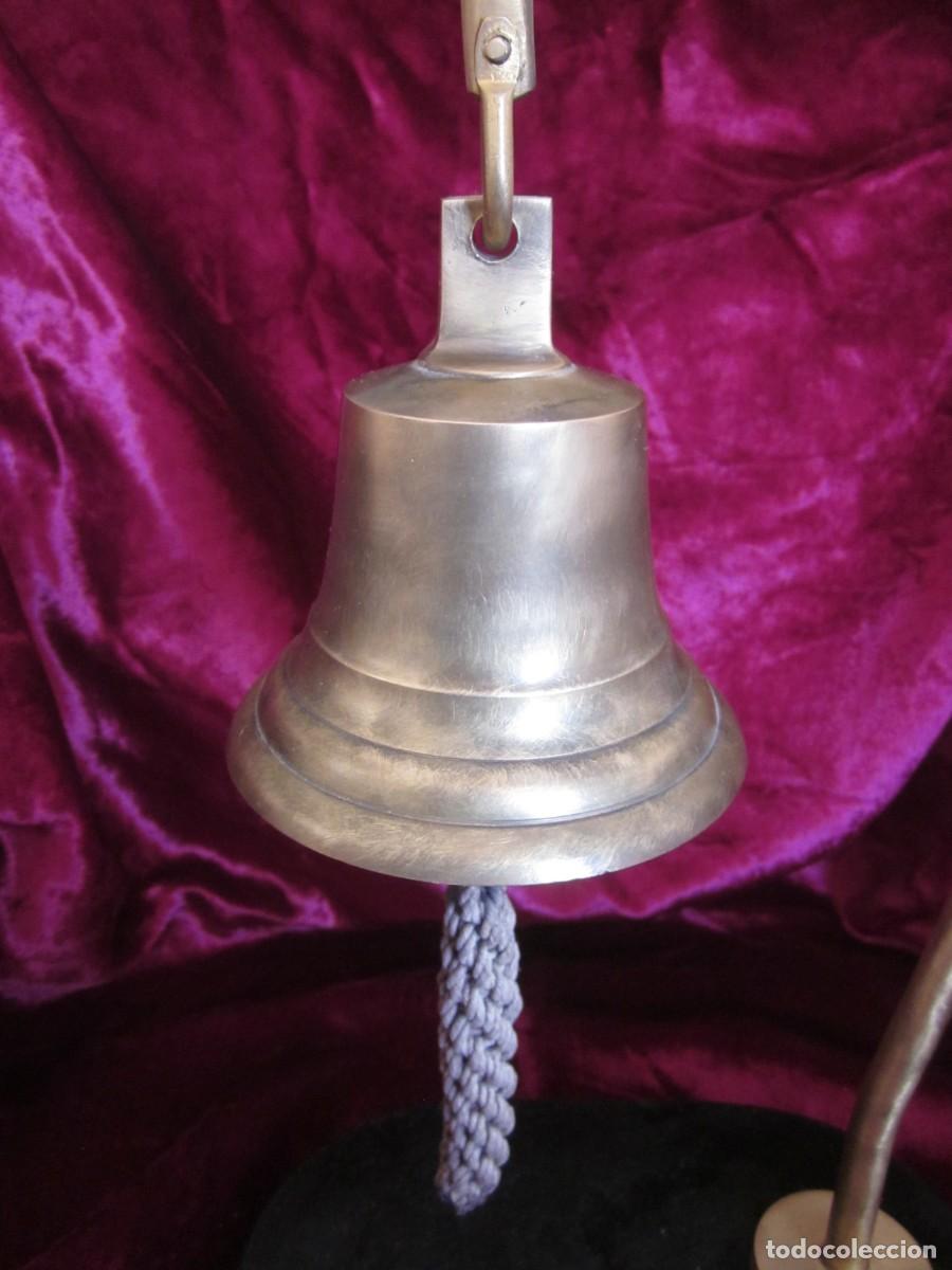 Antig&uuml;edades: CAMPANA DE BRONCE CON SOPORTE SOBREMESA - Foto 5