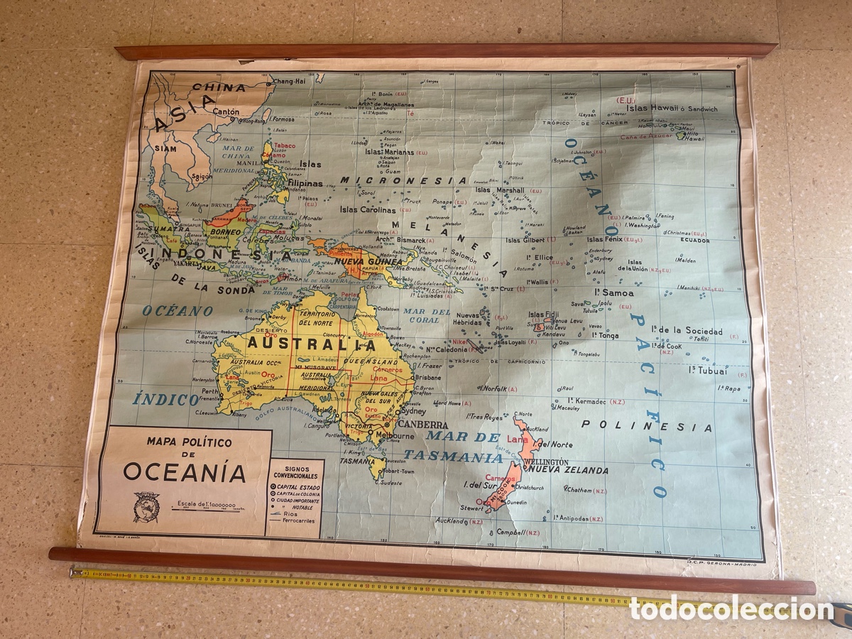 Antiguidades: MAPA POLITICO OCEANIA A&Ntilde;OS 60