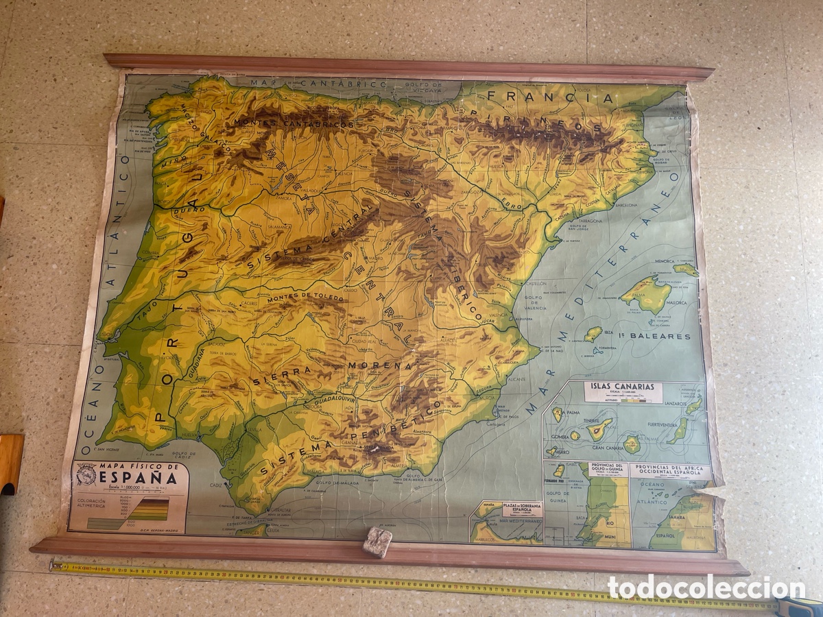 Antiguidades: MAPA FISICO ESPA&Ntilde;A A&Ntilde;OS 60